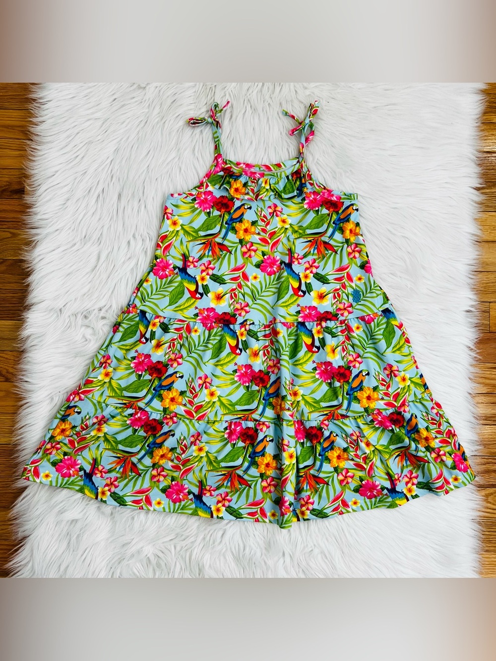 NWOT! TOMMY BAHAMA Tropical Floral Parrot Print Sundress Girls Sz 7